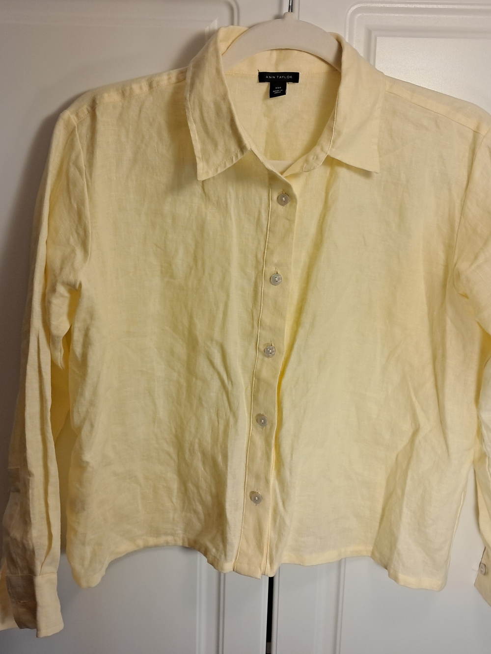 Ann Taylor Pale Yellow Linen Shirt XSP
